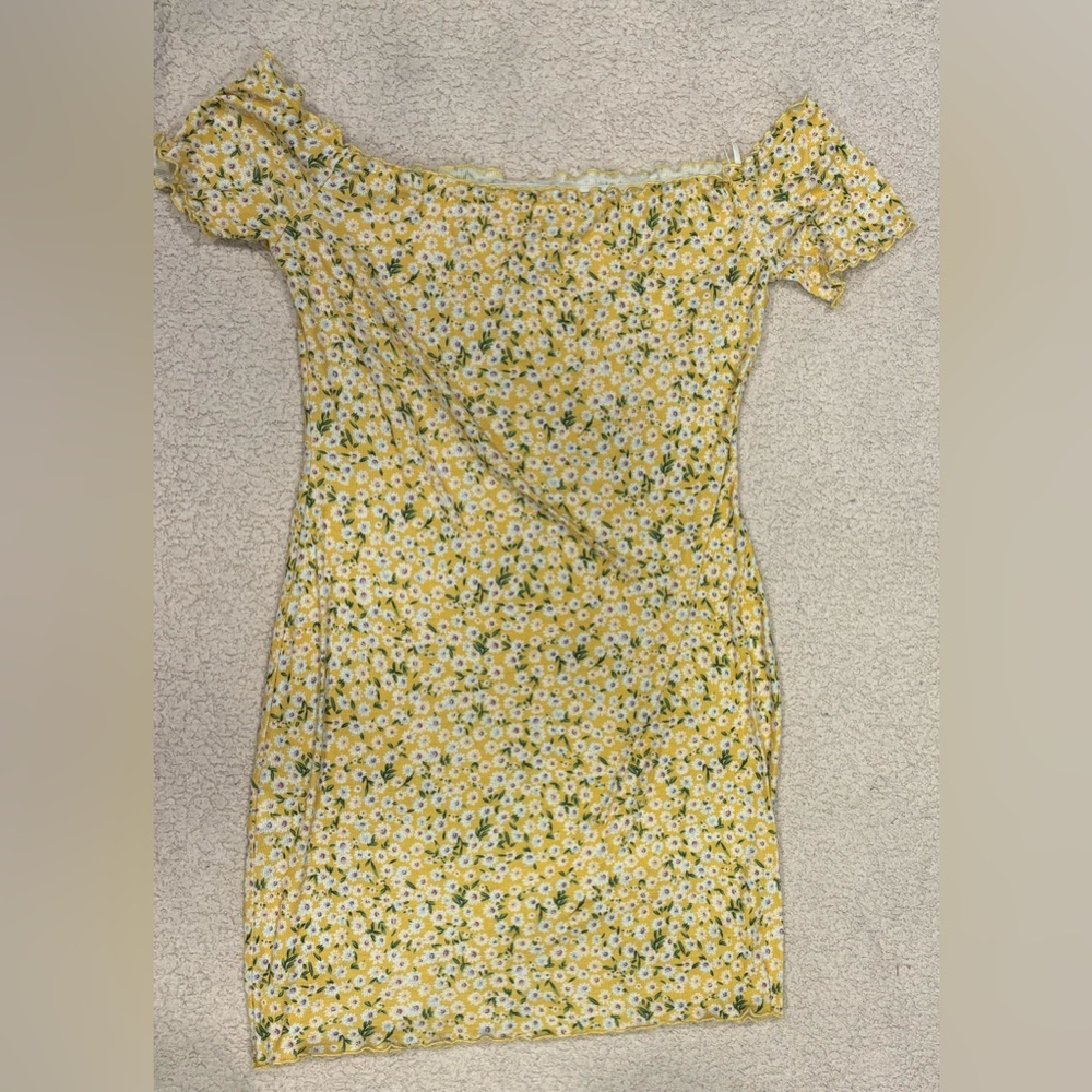 SHEIN Yellow Floral Print Off Shoulder Dress size XL